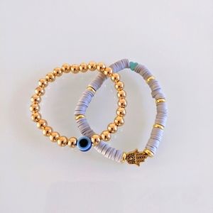 🆕 Evil Eye, gold plated beads and hasma bracelets